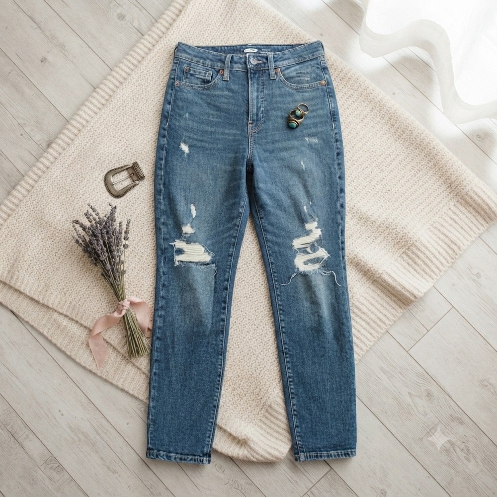 Old Navy OG‎ Straight High Rise Distressed Jeans Blue Size 6